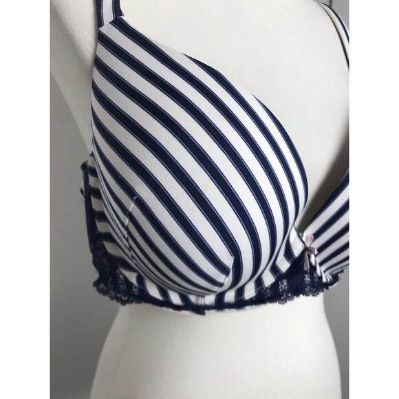 Cacique Lingerie Bra Boost Plunge Push Up Striped Underwire - Picture 3 of 9